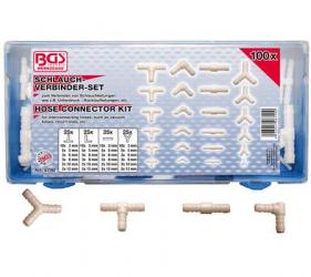 Verbinder-Sortiment für Gummi- und Kunststoffschläuche, 100 tlg.  