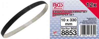Schleifband 10mm x 325 mm, 12 Stück, passend für, passend für BGS 8853 