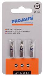 1/4&#34; markierter Bit L25 mm TX mit Bohrung T30 3er Pack 
