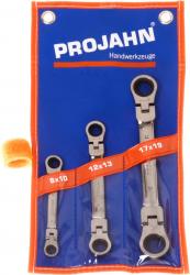 GearTech Doppelflex Ratschenschluessel Satz 3tlg, 8x10 + 12x13 und 17x19 MM in Rolltasche 