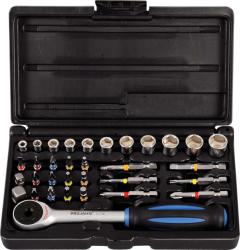 1/4&#34; Bit Box mit markierten Bits 33tlg mit Drehgriffknarre und 6kt-Bit-Steckn&#252;ssen   