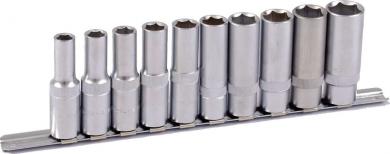 1/2&#34; Stecknuss Satz auf Schiene 10tlg tiefe Nuesse 