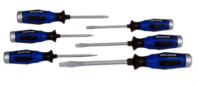 Schraubendreher Satz 6tlg (PH+Schlitz) mit durchgehender Klinge, Schlagkappe und Schl&#252;sselhilfe 