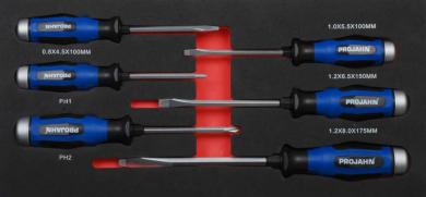 Schraubendreher Einlage &#34;gemischt&#34; 6tlg mit durchgehender Klinge 