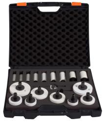 BiMetall Lochsaegen-Koffer PROCut &#34;Universal&#34; 18 tlg. 17 an der Lochsaege vormontierte Verbindungsst&#252;cke, inkl. 1 x Schnellwechsel-Adapter 