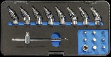 Kardangelenk-Einsatz  Set 8 tlg., 1/4" Antrieb,  T8-10-15-20-25-27-30-40  