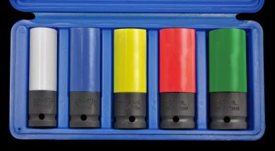 Radmutternsatz 5 tlg.  15-17-19-21-22 mm kunstoffgekapselt  