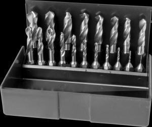 Spiralbohrer-Bitsatz 1/4 Zoll HSS geschliffen, 19 tlg. 1-10 mm x 0,5 mm steigend  