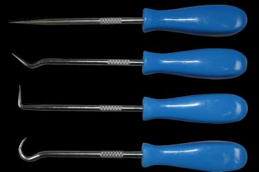 Mini Haken- und Nadelsatz 4-teilig - mit Kunststoffheft Rostfreier Stahl  