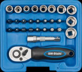Steckschlüsselsatz 1/4 28 tlg. mit Miniknarre  