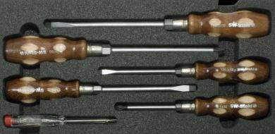 Holzheft-Schraubendreher Satz 6-teilig,  Schlitz/Kreuz 
